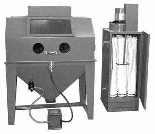 bead blast cabinet with pull thru dust collector